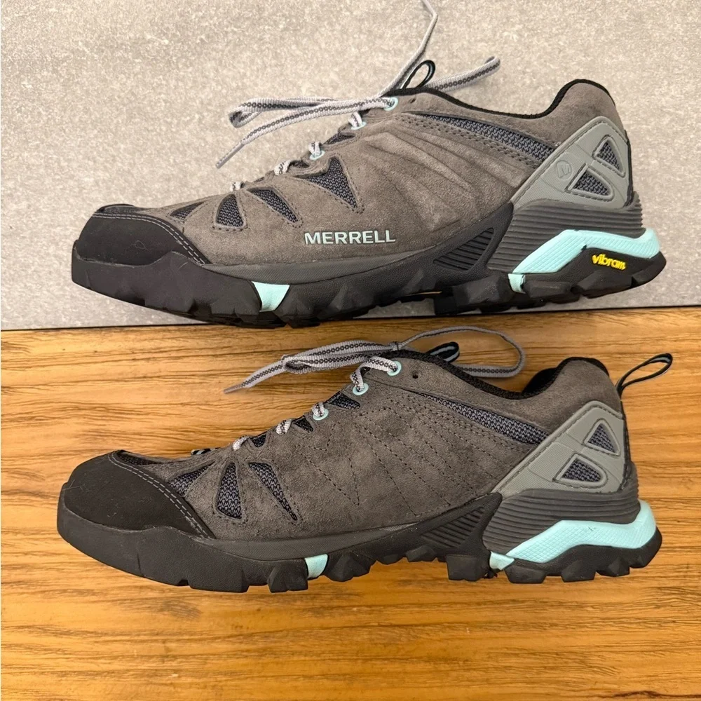 Merrell Capra Hiking Shoes Vibram Grey Blue Womens 9.5